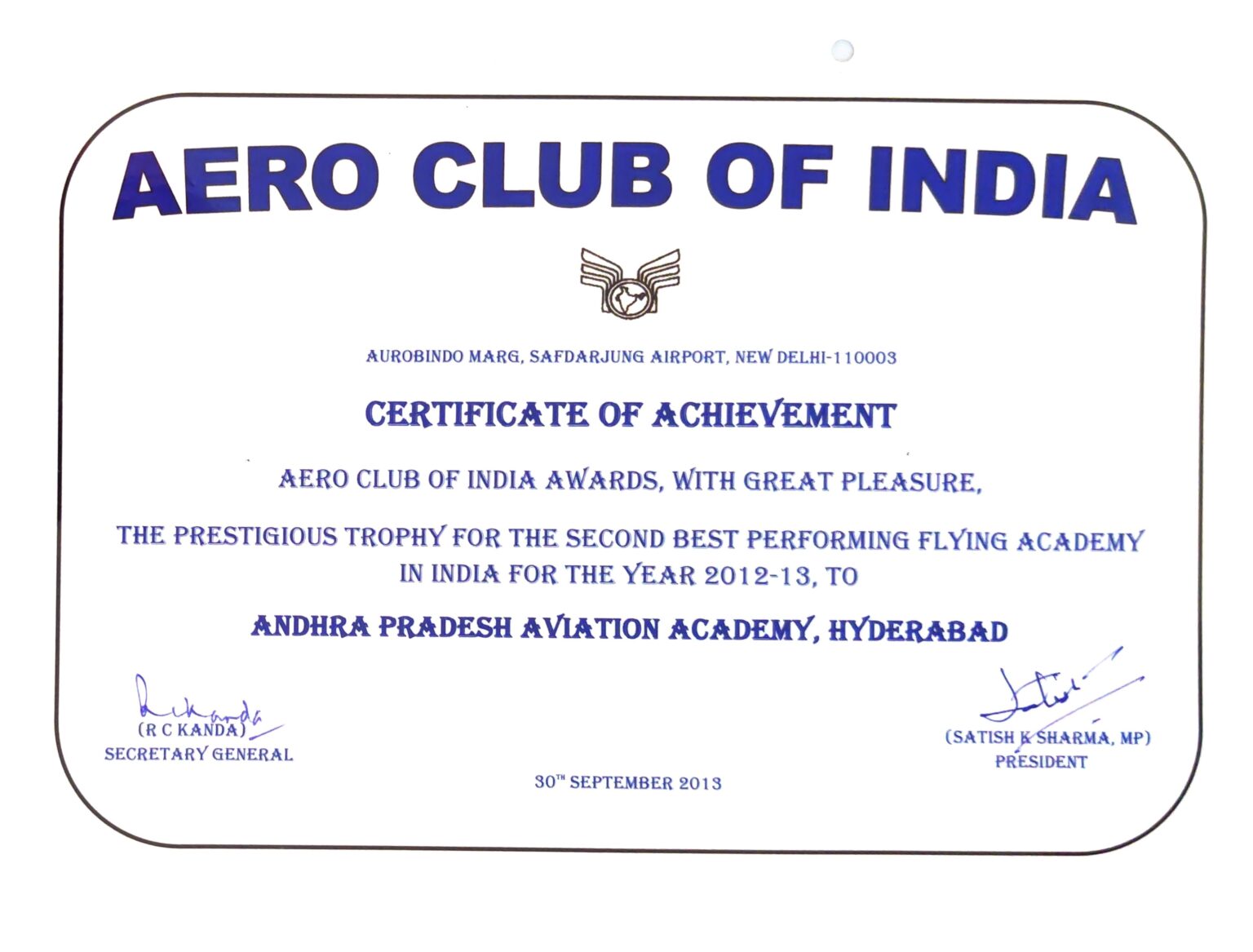 Second Best Performing Flying Academy in India